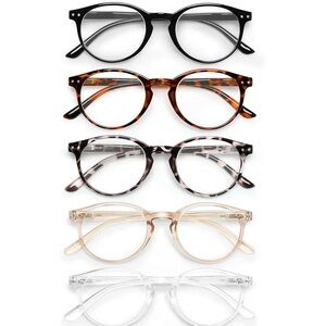 Jolisu Men/Women Blue Light Blocking Reading Glasses with round frame 1.25X